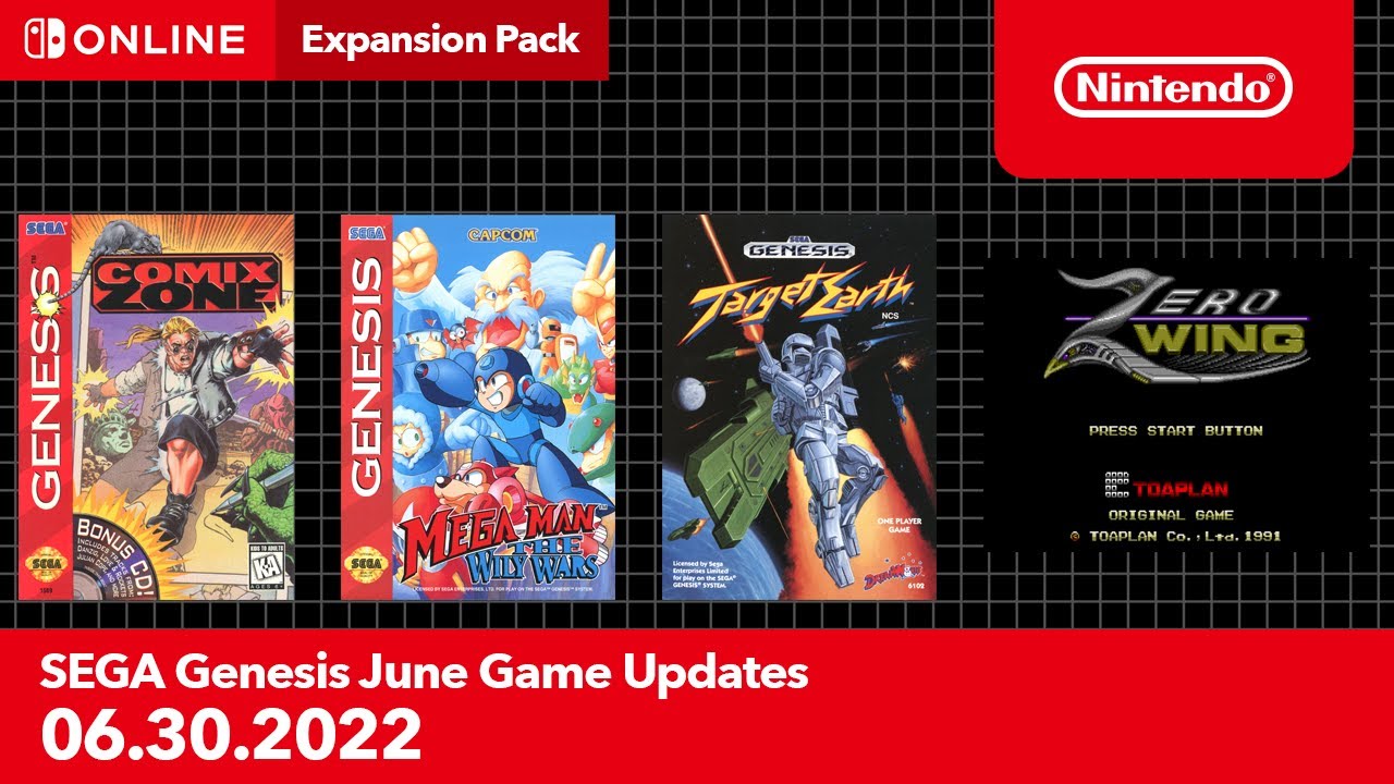 Nintendo Switch Online, quatre nouveaux jeux SEGA Mega Drive arrivent : Comix Zone, Mega Man The Wily Wars, Target Earth et Zero Wing.