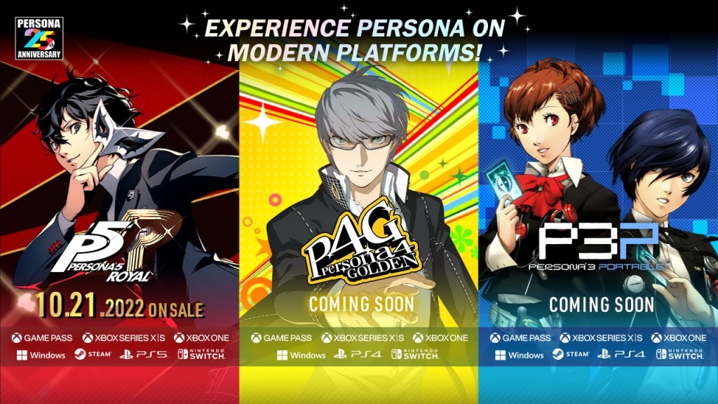 Persona 5 Royal, Persona 4 Golden et Persona 3 Portable seront également disponibles sur Nintendo Switch.